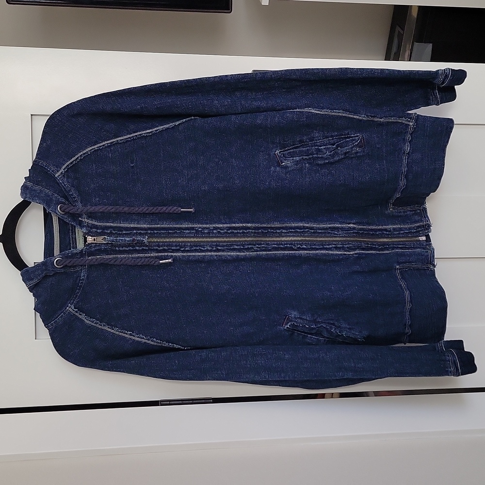 Denim Zip Up Hoodie
